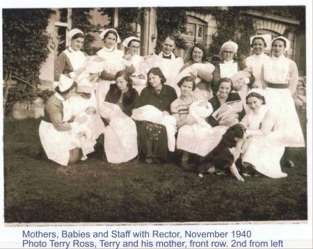 Mothers, Babies and Staff with the Rector W. E. Pilling November 1940